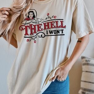 Western Cowgirl The Hell I Won't Beige Graphic Tee